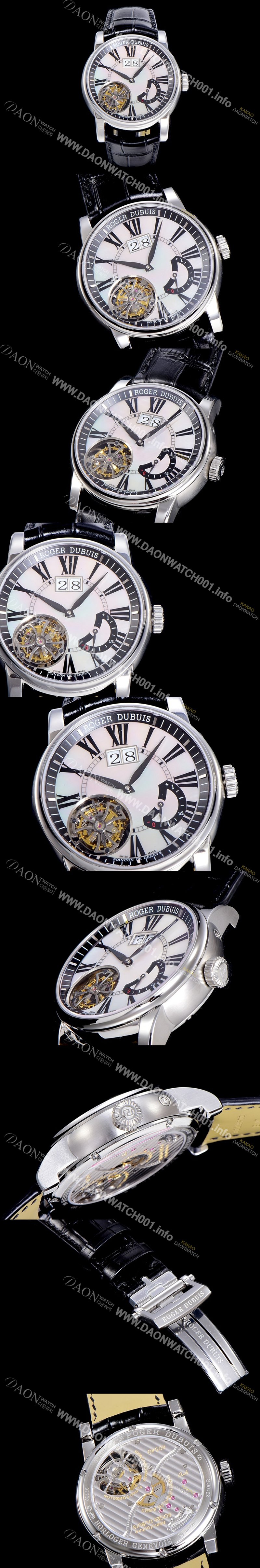 SA급 로저드빌남성용  오마쥬 수동기계식 투어빌론(뜨루삐옹) 45미리 화이트다이얼 ROG22516 xx