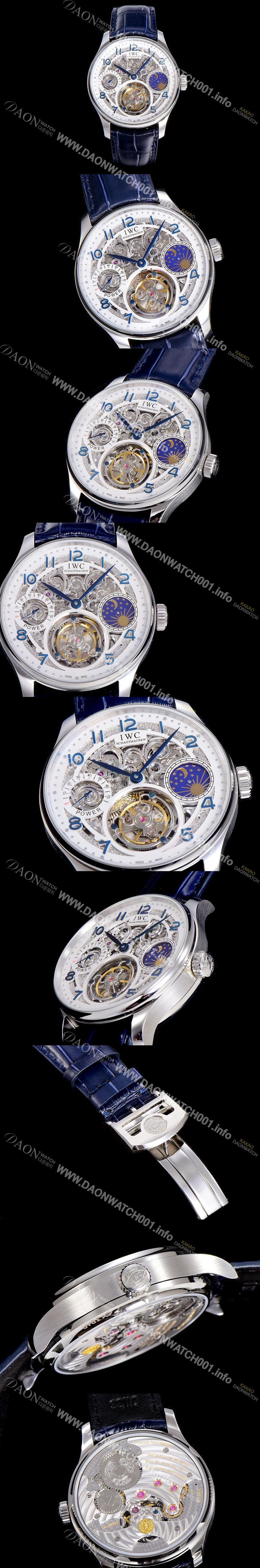 SA급 아이더블유씨남성용  포르투기즈 42미리 수동/기계식 투어빌론(뚜르삐옹) 스켈래톤 다이얼 블랙다이얼 IWC27041 xx