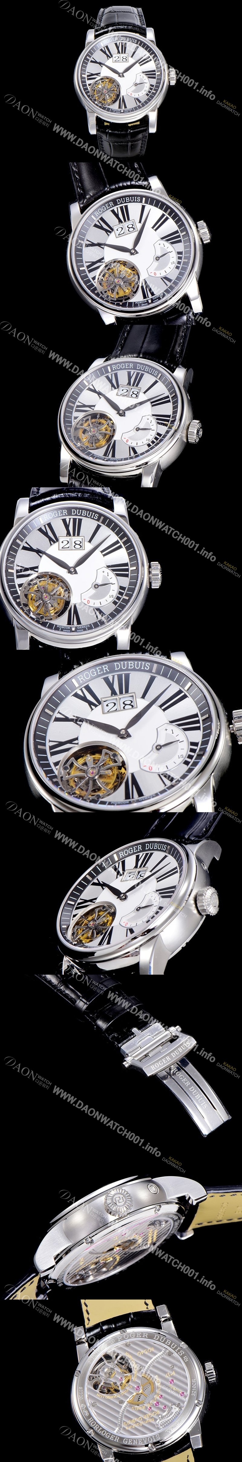 SA급 로저드빌남성용  오마쥬 수동기계식 투어빌론(뜨루삐옹) 45미리 화이트 / 실버다이얼 ROG40385 xx