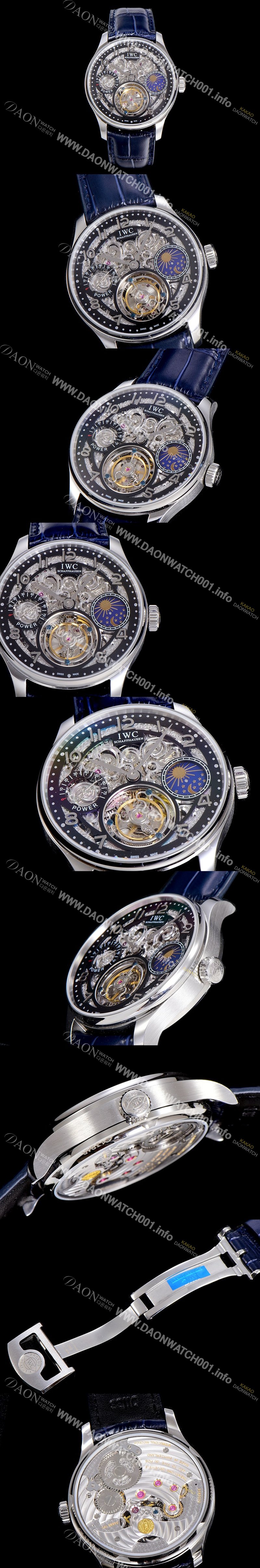 SA급 아이더블유씨남성용  포르투기즈 42미리 수동/기계식 투어빌론(뚜르삐옹) 스켈래톤 다이얼 블랙다이얼 IWC90007 xx