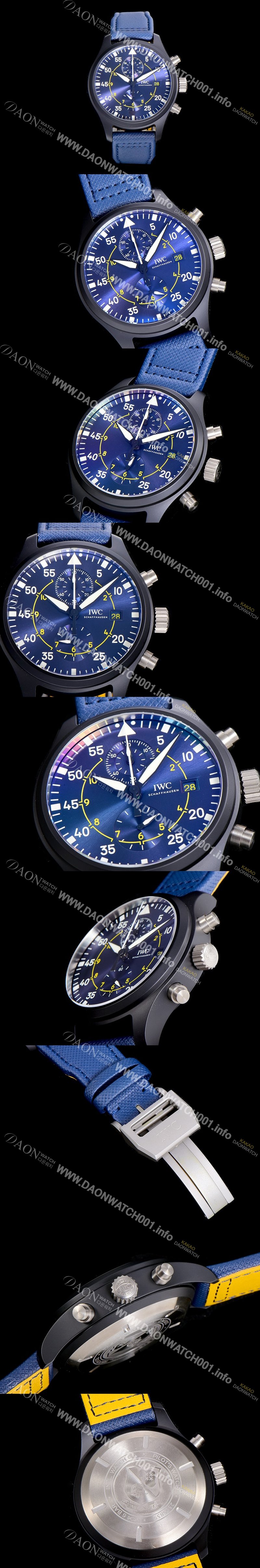 SA급 아이더블유씨남성용 파일럿 워치 탑건 IW389008 크로노그래프 44.5미리 메르세데스-AMG 블루다이얼 오토매틱 IWC91976 xx