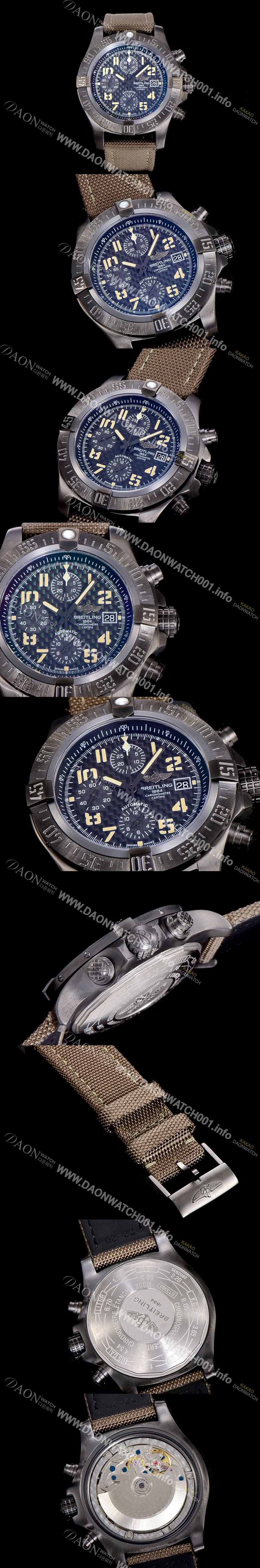 SA급 브라이틀링남성용 어벤져 II 크로노그래프 45미리 PVD 티타늄 코팅 오토매틱 블랙다이얼 BRE91983 xx