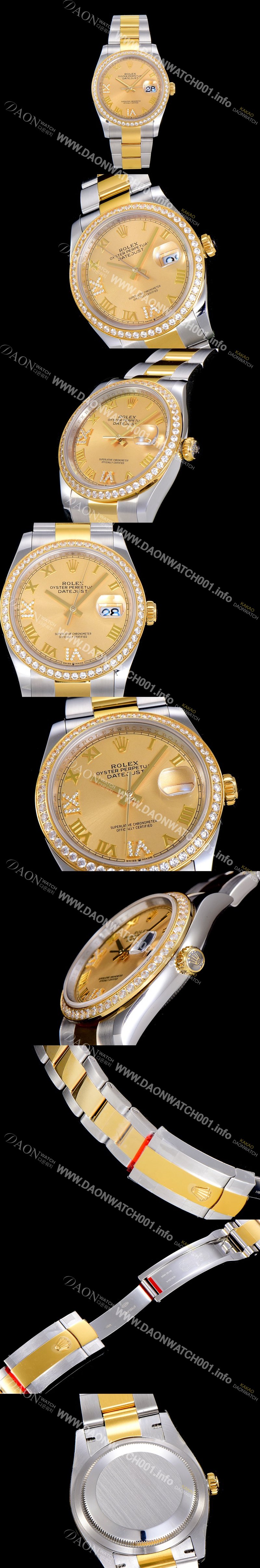 SA급 로렉스남성용 데이져스트 오토매틱 36미리 18K 옐루골드 보석/큐빅 골드다이얼 3235무브 ROL53880 xx