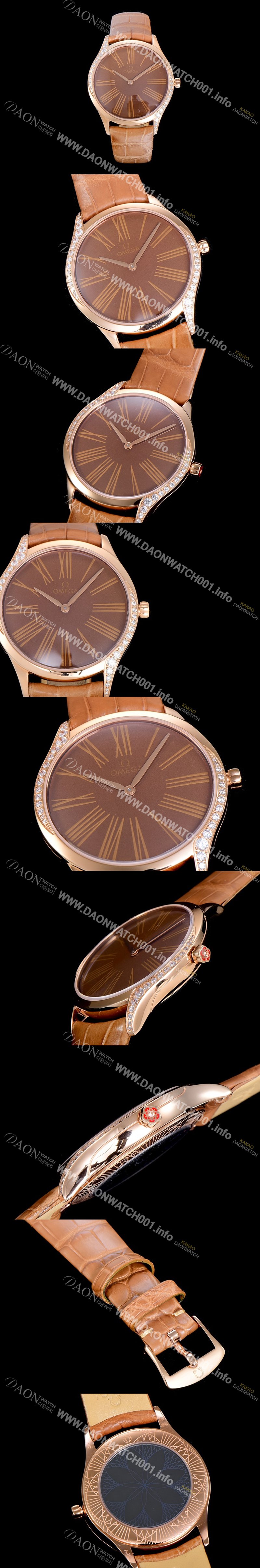 SA급 오메가여성용 드빌 트레저 금장 다이아몬드 36미리 쿼츠 브라운다이얼 OMG56497 xx