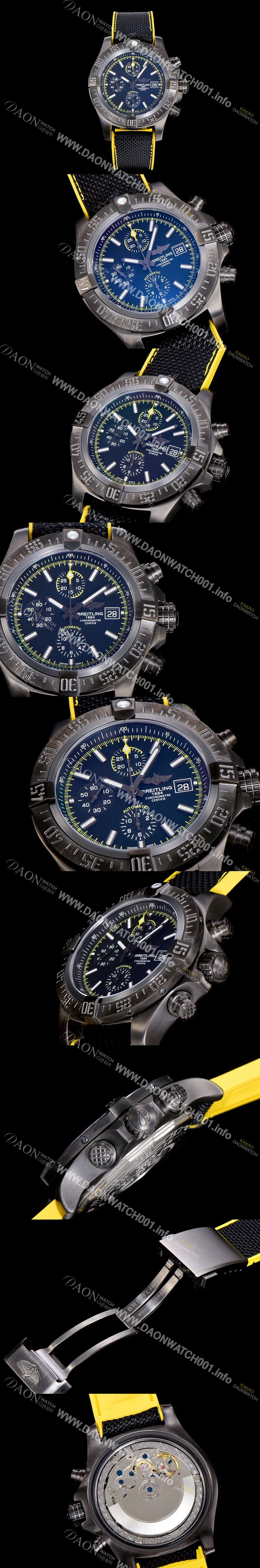 SA급 브라이틀링남성용 어벤져 II 크로노그래프 45미리 PVD 티타늄 코팅 오토매틱 블랙다이얼 BRE66404 xx