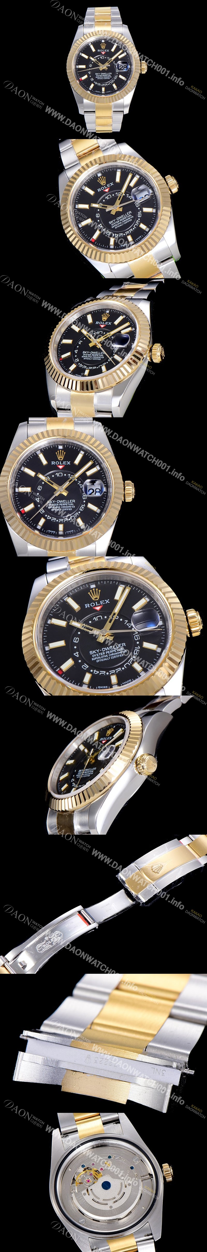SA급 로렉스남성용 스카이더웰러 오이스터퍼페츄얼 39미리 18K 옐루골드 투톤콤비 오토매틱 블랙다이얼 ROL40446 xx