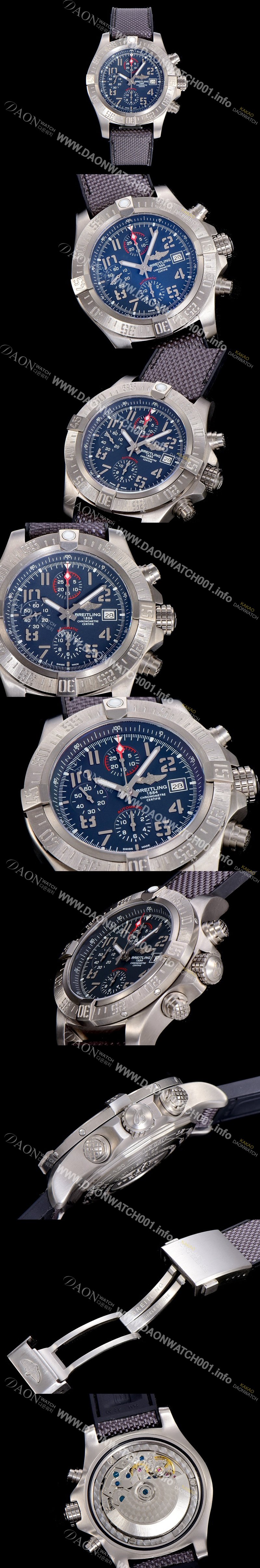 SA급 브라이틀링남성용 어벤져 II 크로노그래프 45미리 볼카노 오토매틱 블랙다이얼 BRE66299 xx