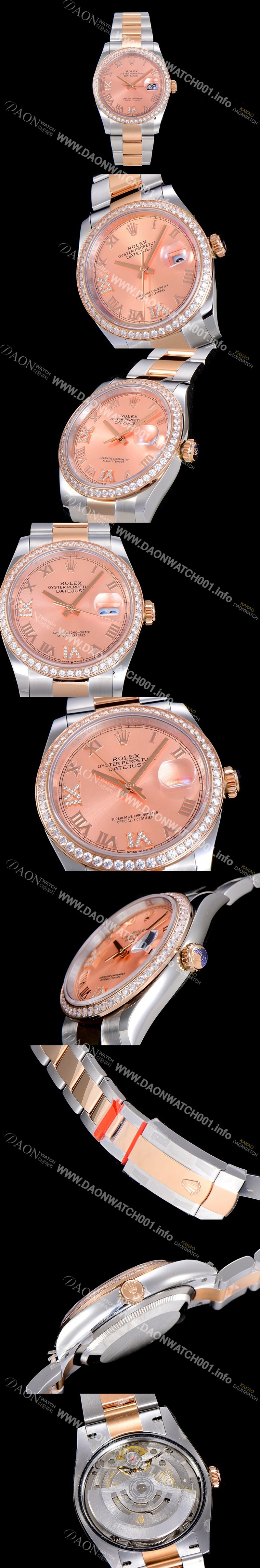 SA급 로렉스여성용 데이져스트 오토매틱 36미리 18K 로즈골드 보석/큐빅 핑크다이얼 3235무브 ROL41801 xx