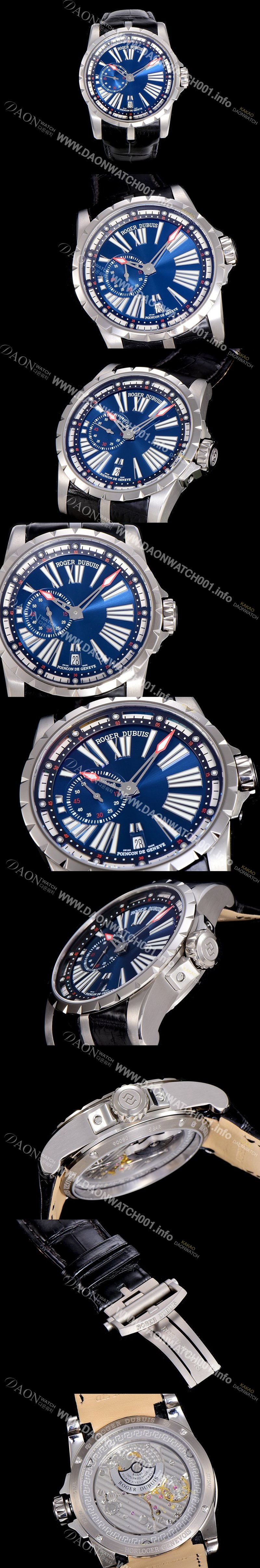 SA급 로저드빌남성용 엑스칼리버 오토매틱 45미리 티타늄 블루다이얼 ROG36044 xx