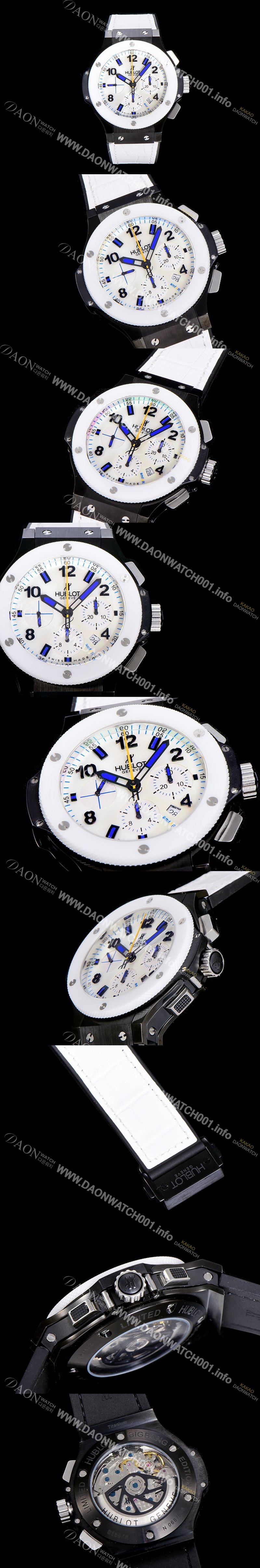 SA급 휴블렛남성용 빅뱅 크로노그래프 44미리 PVD 코팅 세라믹 우레탄 오토매틱 화이트다이얼 HUB47949 xx