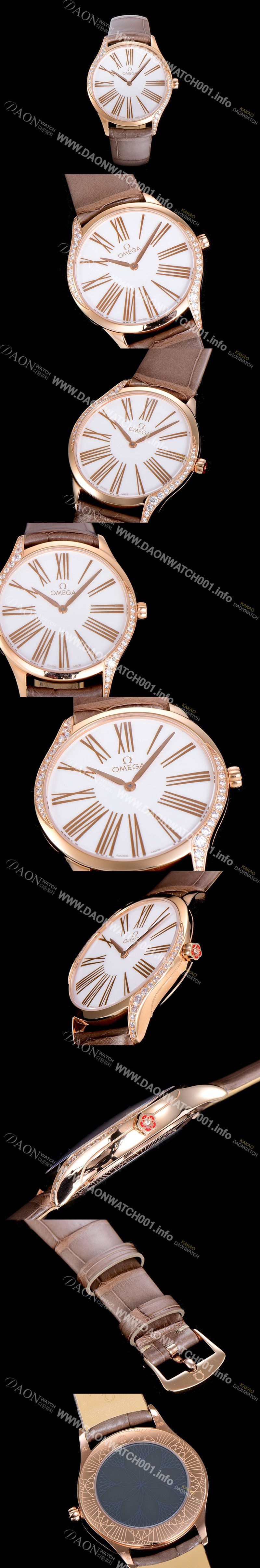 SA급 오메가여성용 드빌 트레저 금장 다이아몬드 36미리 쿼츠 화이트다이얼 OMG26980 xx