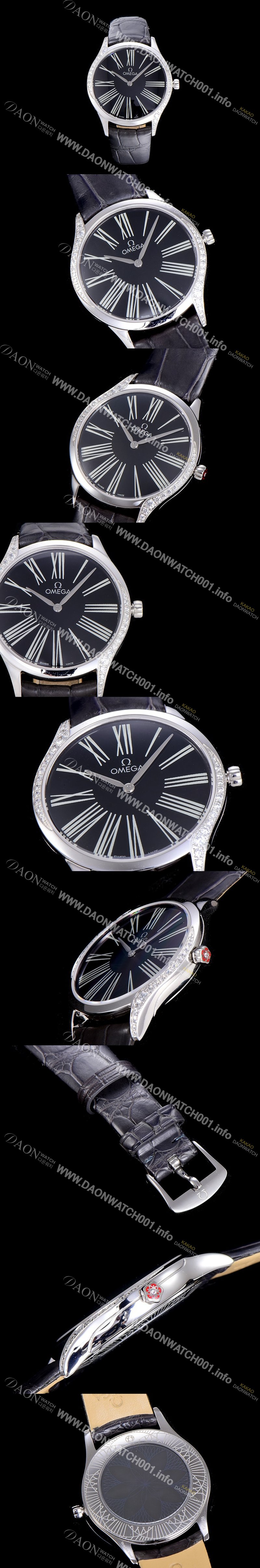 SA급 오메가여성용 드빌 스틸 트레저 다이아몬드 36미리 쿼츠 블랙다이얼 OMG45332 xx
