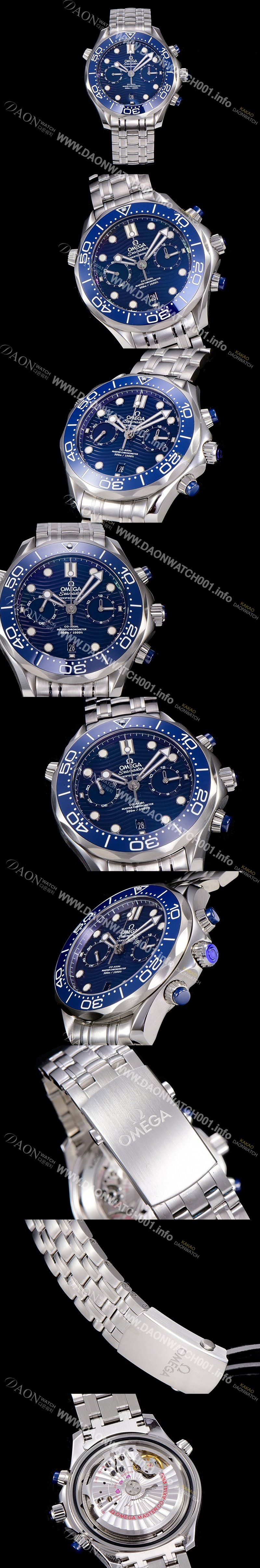SA급 오메가남성용 씨마스터 다이버 300M 마스터 크로노그래프 44mm 블루다이얼 OMG56352 xx