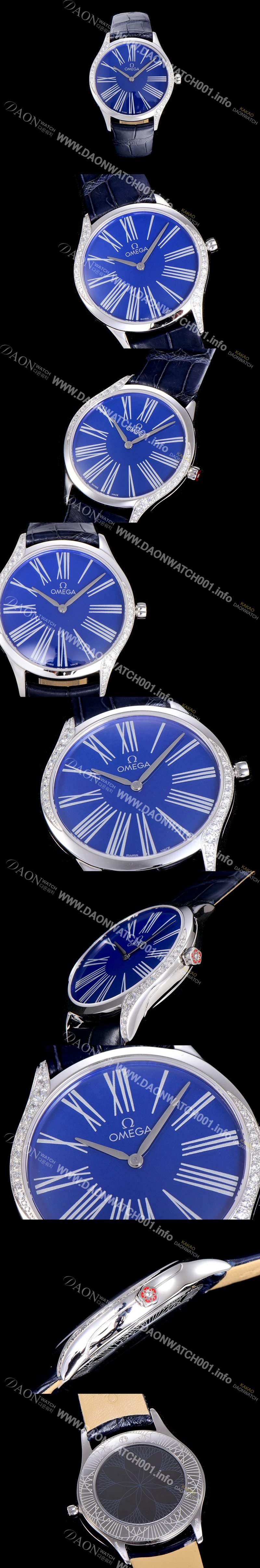 SA급 오메가여성용 드빌 스틸 트레저 다이아몬드 36미리 쿼츠 블루다이얼 OMG86567 xx