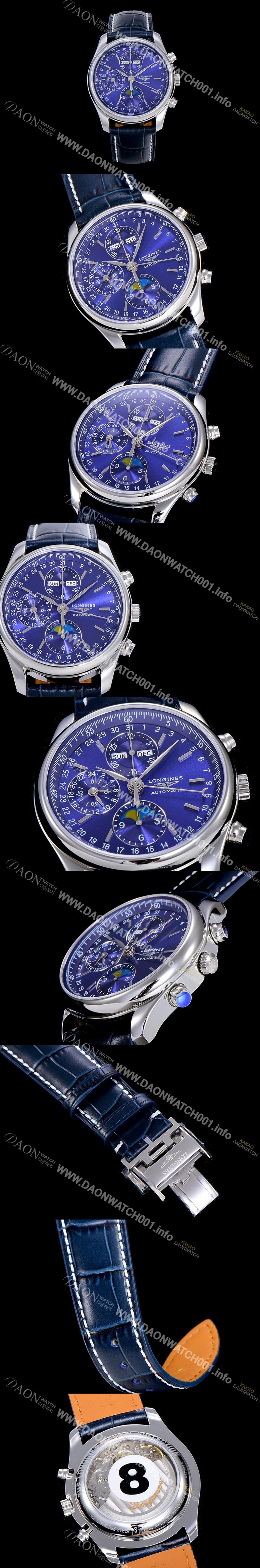 SA급 론진남성용 마스터 콜랙션 오토매틱 40mm 문페이즈 블루다이얼 LAN33765 xx