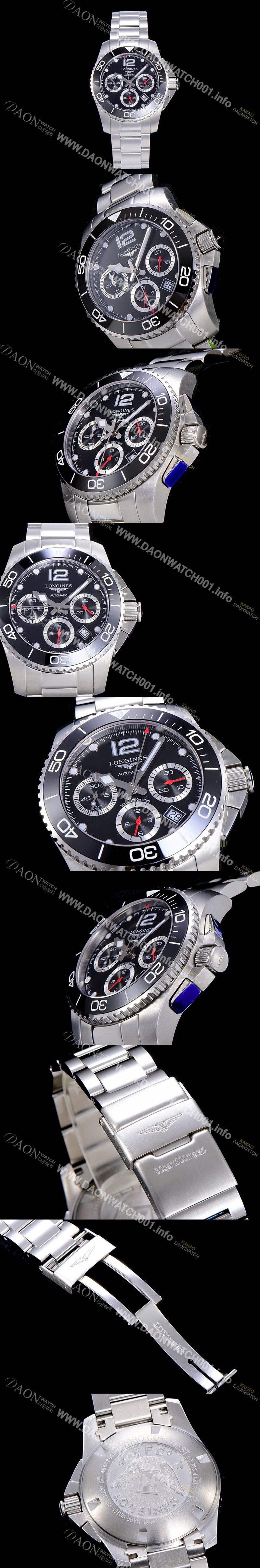 SA급 론진남성용 하이드로콘퀘스트 다이버워치 43mm 크로노그래프 기능 블랙다이얼 LAN58555 xx