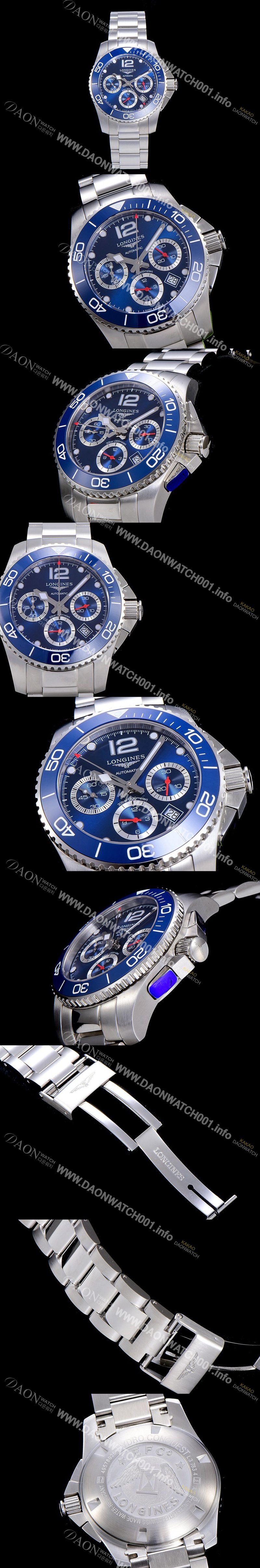 SA급 론진남성용 하이드로콘퀘스트 다이버워치 43mm 크로노그래프 기능 블루다이얼 LAN25838 xx