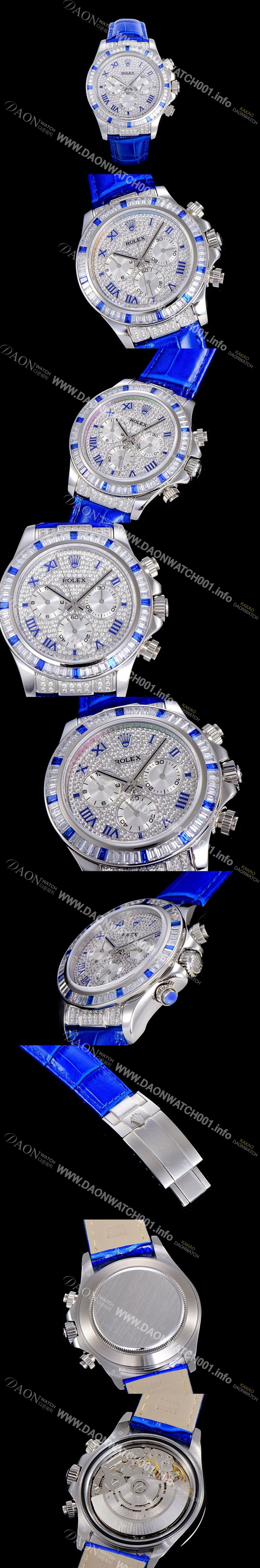SA급 로렉스 코스모그래프 데이토나 다이아몬드 화이트 다이얼 블루 로마숫자인덱스 오이스터 브레이슬릿 7750-2 오토매틱 무브먼트 ROL20024 xx
