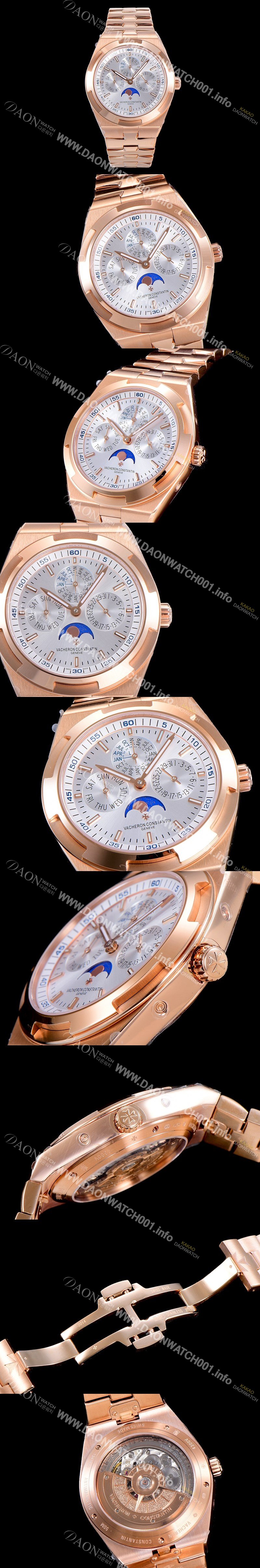 SA급 바쉐런 콘스탄틴 남성용 오버시즈 4300V 오토매틱 1120QP/1타입 41.5미리 18K핑크골드 올금 금장시계 실버다이얼 VAC73711 xx