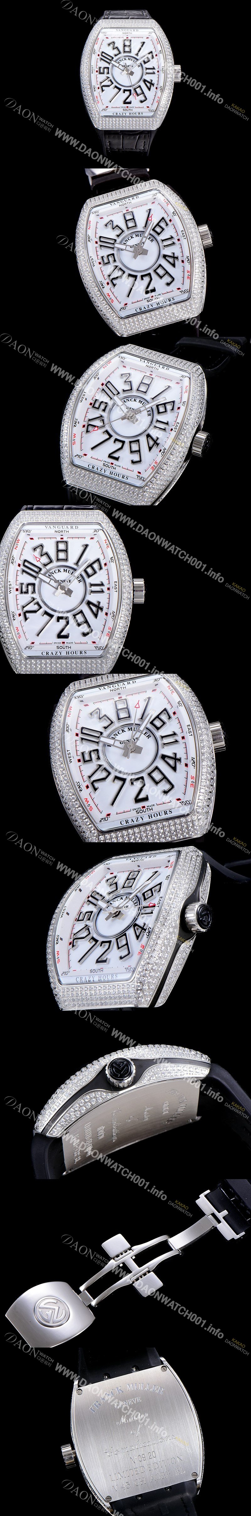 SA급 프랭크뮬러 남성용 뱅가드 오토매틱 CZ02타입 44미리 보석/큐빅 셋팅 가죽줄/스트랩 화이트다이얼 FRA73768 xx