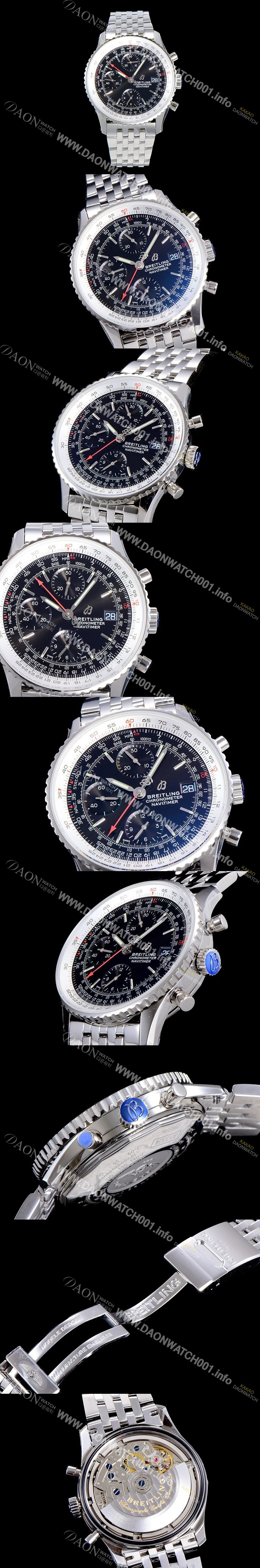 SA급 브라이틀링 남성용 네비타이머 크로노그래프 오토매틱 A7750-2 41미리 메탈시계 블랙다이얼 BRE75631 xx