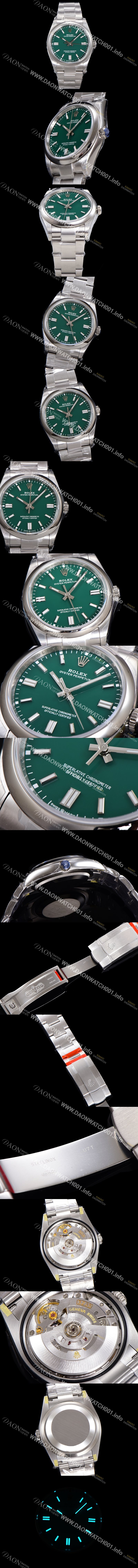 SA급 로렉스 남성용 904스틸 오이스터 퍼페추얼 m126000 오토매틱 칼리버 3230타입 36미리 메탈시계 그린다이얼 ROL79888 xx