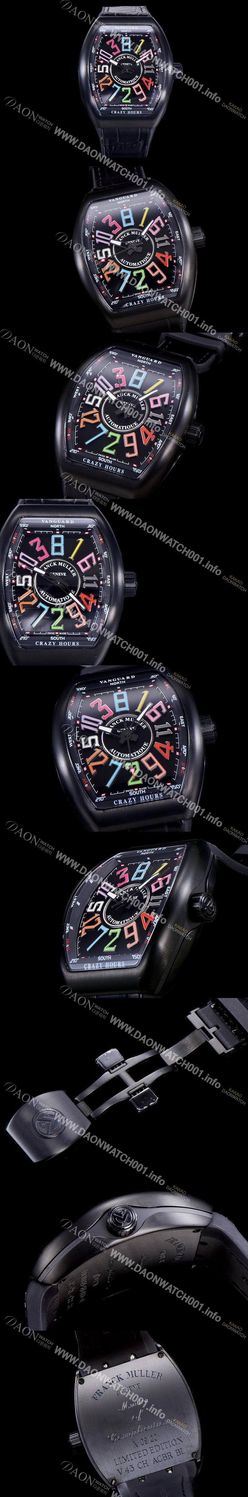 SA급 프랭크뮬러 남성용 뱅가드 오토매틱 CZ02타입 44미리 PVD코팅 케이스 가죽줄/스트랩 블랙다이얼 FRA73832 xx