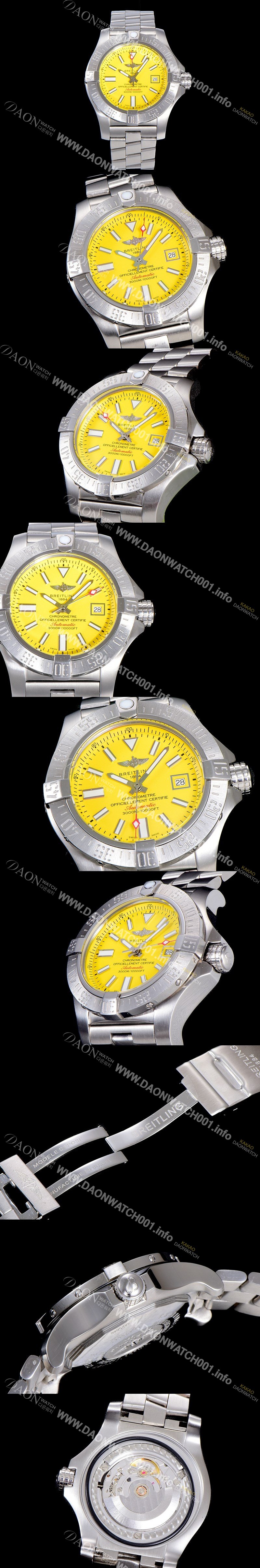 SA급 브라이틀링 남성용 어벤져 오토매틱 ETA2836-2 타입 45미리 매탈시계 옐루다이얼 BRE75537 xx