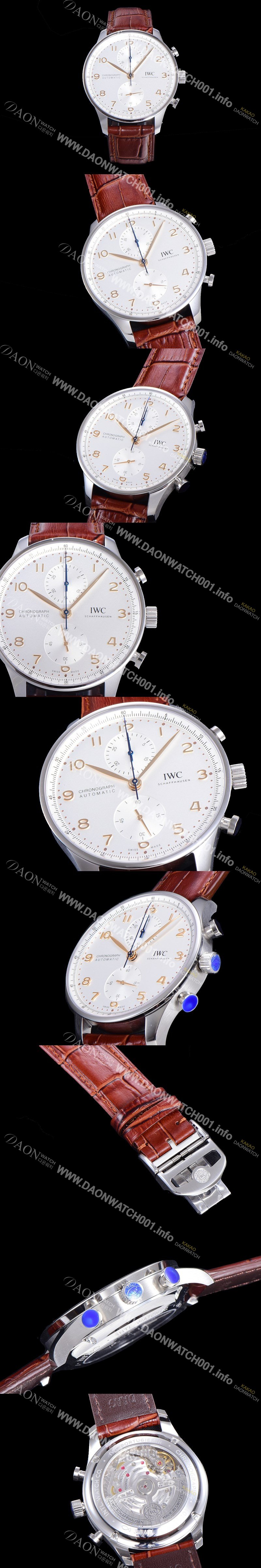 SA급 아이더블유씨 남성용 포르투기즈 IW371604 크로노그래프 오토매틱 Cal.69355 타입 41미리 가죽줄 화이트다이얼 IWC74386 xx