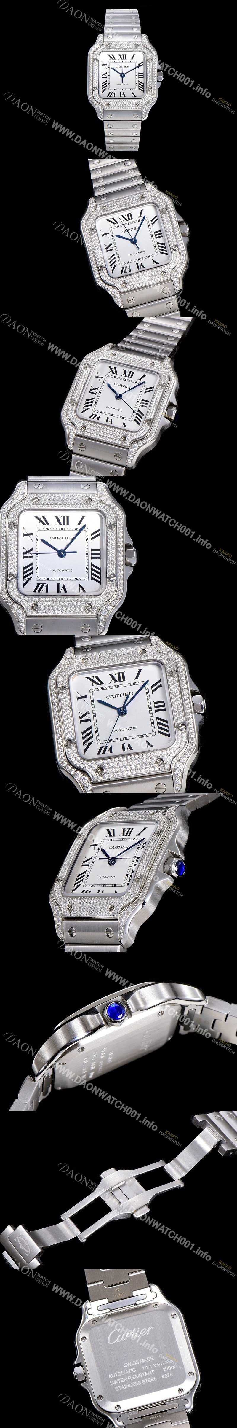 SA급 까르띠에 남성용 산토스 더 까르띠에 WJSA0006 오토매틱 ETA2892-2 보석시계 35.1미리 화이트다이얼 CAR11472 xx