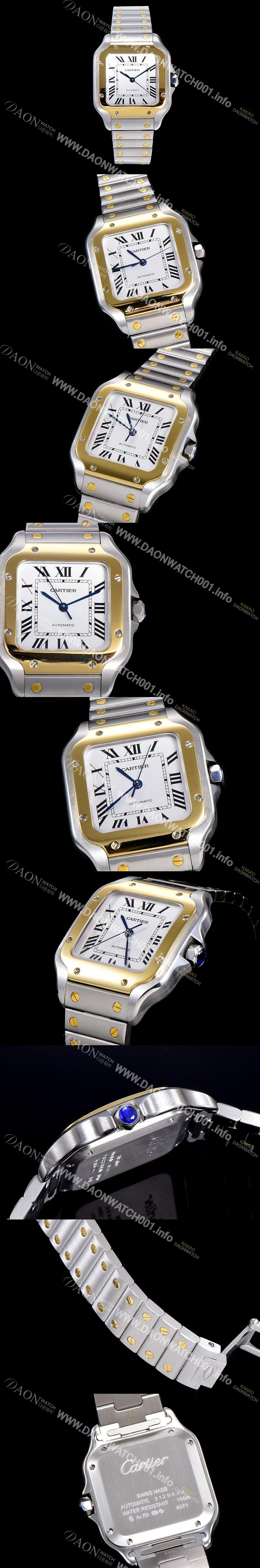 SA급 까르띠에 남성용 산토스 더 까르띠에 W2SA0016 오토매틱 ETA2892-2 금장시계 18K옐루골드 35.1미리 화이트다이얼 CAR11463 xx