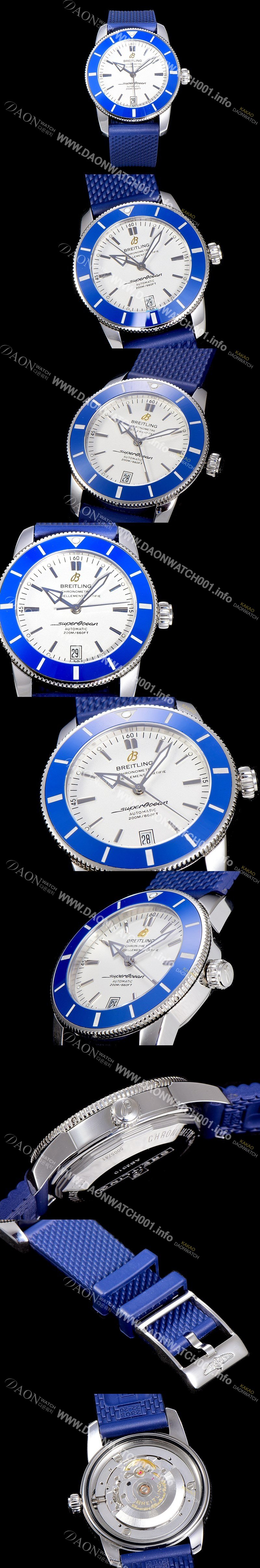 SA급 브라이틀링 남성용 슈퍼오션 해리티지 II 오토매틱 ETA2824-2 타입 42미리 세라믹베젤 러버/우레탄줄 화이트다이얼 BRE75571 xx