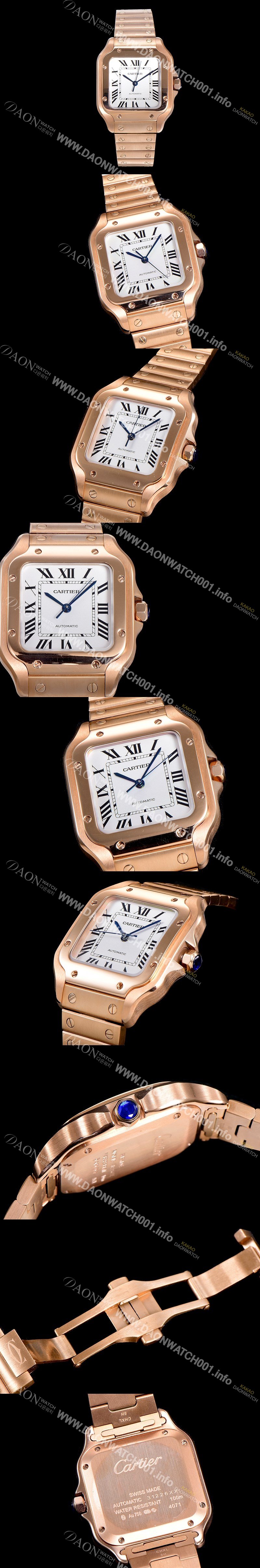 SA급 까르띠에 남성용 산토스 더 까르띠에 WGSA0031 오토매틱 ETA2892-2 금장시계 18K로즈골드 35.1미리 화이트다이얼 CAR11454 xx