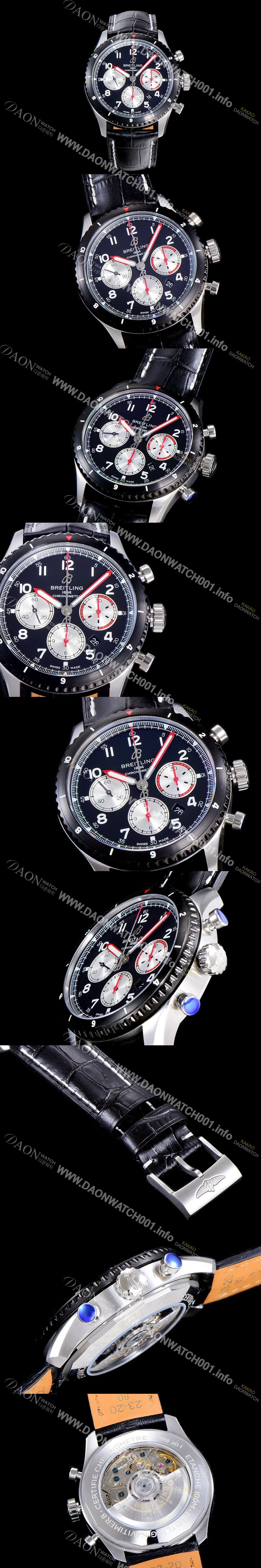 SA급 브라이틀링 남성용 네비타이머 에비에이터 8 오토매틱 크로노그래프 ETA7750-2 타입  43미리 블랙다이얼 BRE75582 xx