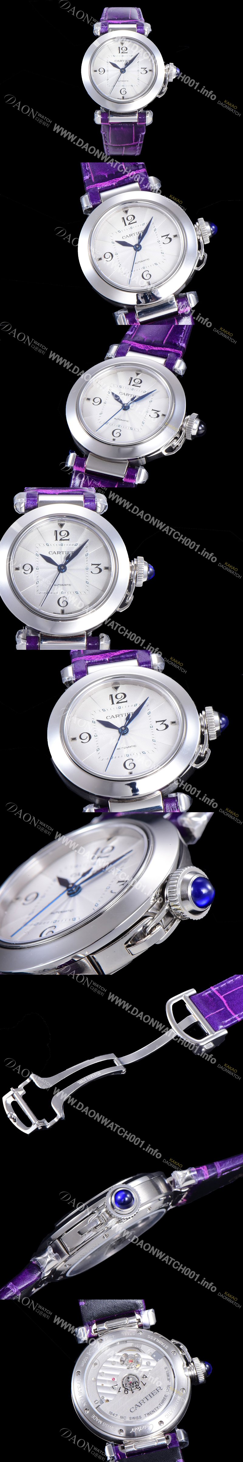 SA급 까르띠에 여성용 파샤 드 오토매틱 1847MC 35미리 가죽시계 화이트다이얼 CAR11436 xx