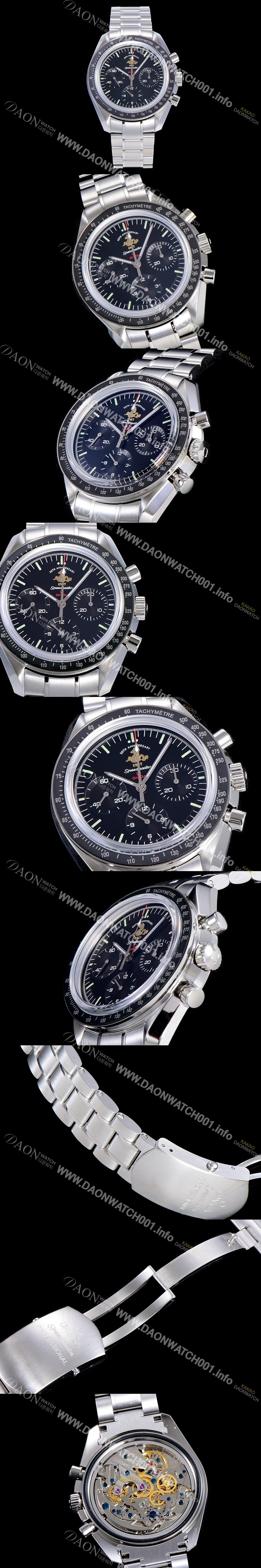 SA급 오메가 남성용 스피드마스터 크로노그래프 아폴로 15 40주년기념 수동형 42미리 메탈줄 블랙다이얼 OMG79532 xx