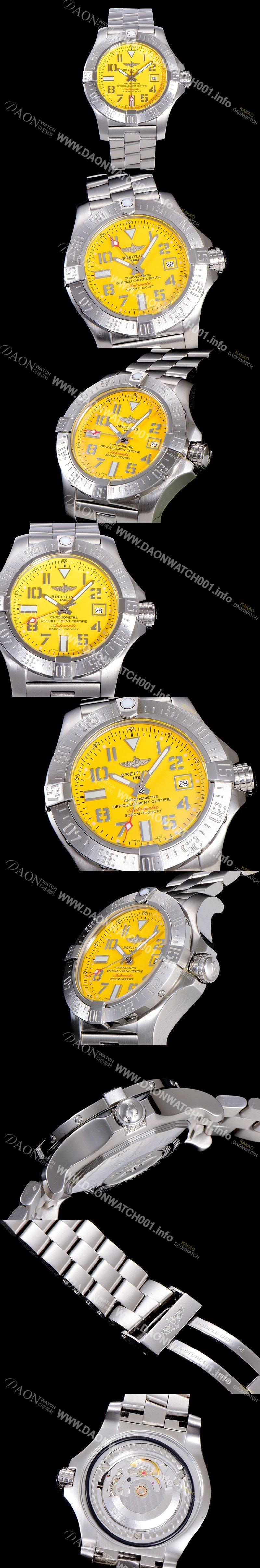 SA급 브라이틀링 남성용 어벤져 오토매틱 ETA2836-2 타입 45미리 매탈시계 옐루다이얼 BRE75546 xx