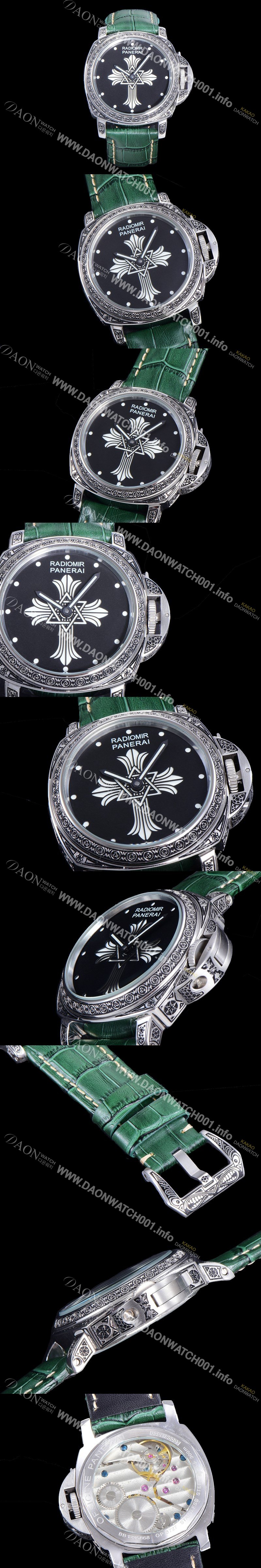 SA급 파네라이 남성용 라디오미르 ETA 6497-2 수동/기계식 무브먼트 44미리 가죽줄 블랙다이얼 PAN73331 xx