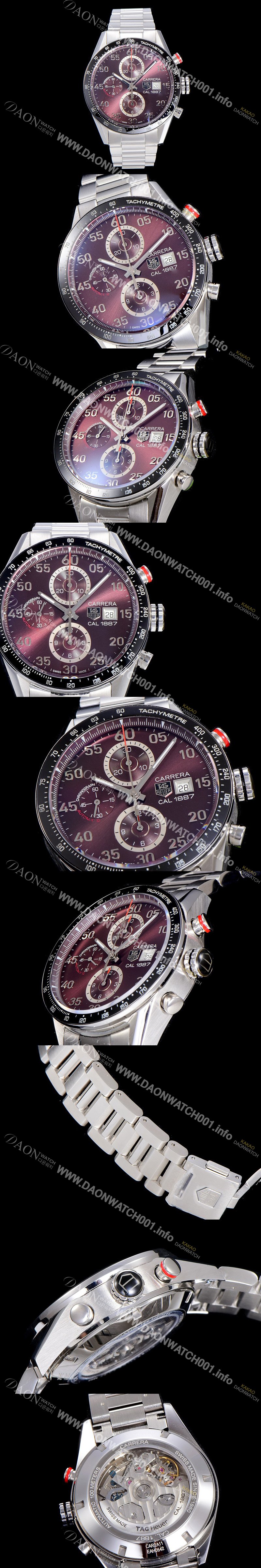 SA급 태그호이어 남성용 까레라1887 베스트 최신버전 업그레이드형 V6사 CAR2A10.FC6235 크로노그래프 브라운 다이얼 오토매틱 무브먼트 TAG73951 xx