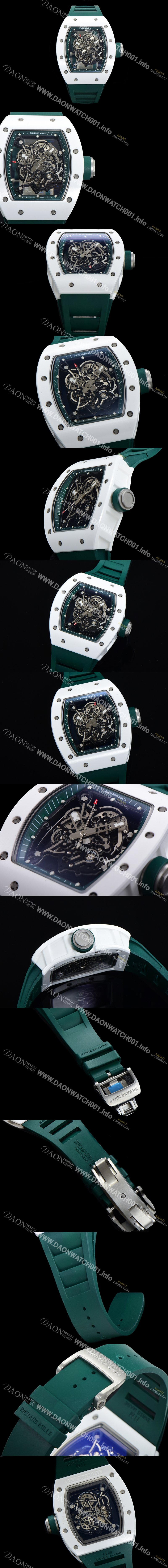 SA급 리차드밀레 남성용 RM055 세라믹 제질 수동형 무브먼트 50미리 러버밴드 스켈레톤 다이얼 RIC73911 xx