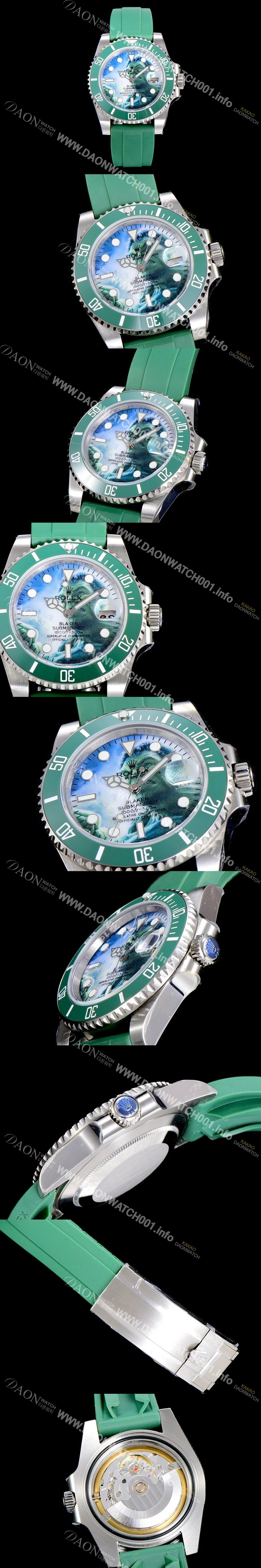 SA급 로렉스 남성용 롤렉스 서브마리너 헐크 오토매틱 ETA2824-2 타입 40미리 그린 러버/우레탄줄 그린 다이얼 ROL79634 xx