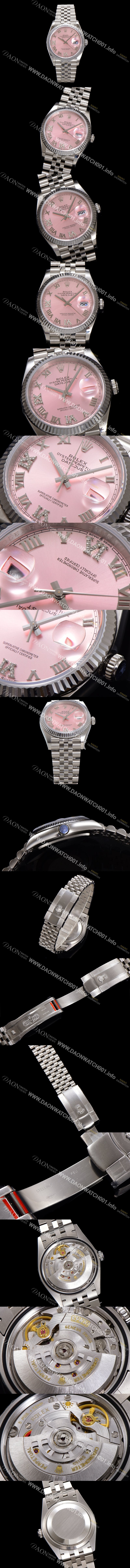 SA급 로렉스 남성용 데이저스트 m126234 로마인덱스 36mm 오토매틱 Cal.3235 무브먼트 핑크 다이얼 rol5358 xx