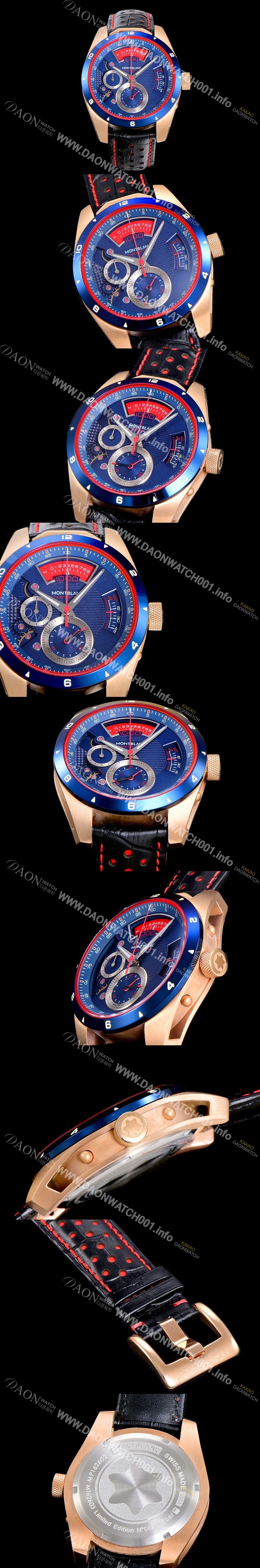 SA급 몽블랑 남성용 타임워커 쿼츠 VK타입 46.4미리 금장 로즈골드 가죽줄 래더스트랩 블루다이얼 MON71165 xx