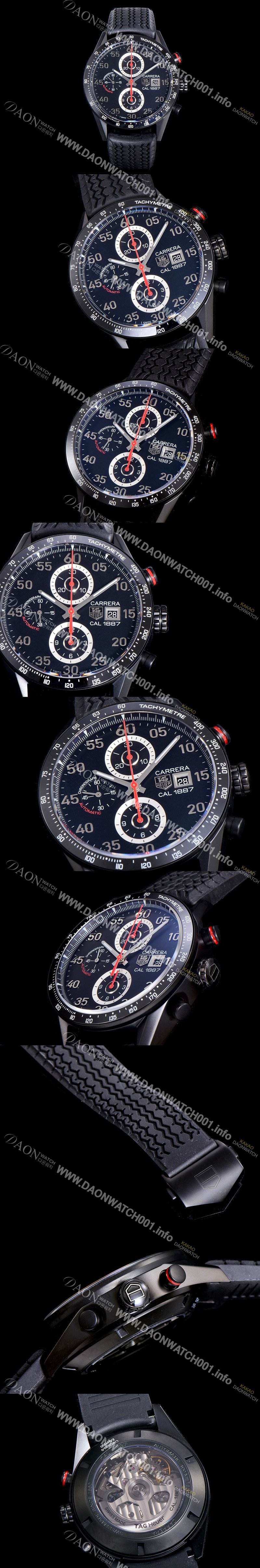 SA급 태그호이어 남성용 까레라 칼리버 1887 세라믹 베젤 블랙 다이얼 TAG73996 xx