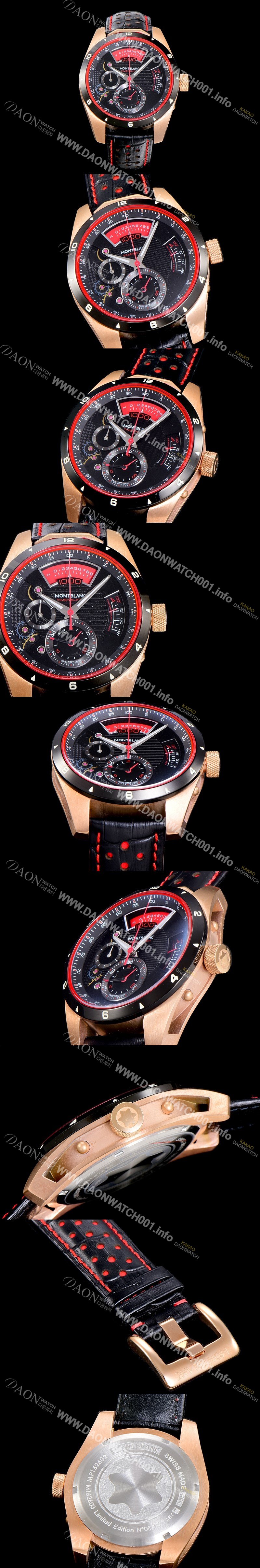 SA급 몽블랑 남성용 타임워커 쿼츠 VK타입 46.4미리 금장 로즈골드 가죽줄 래더스트랩 블랙다이얼 MON71156 xx