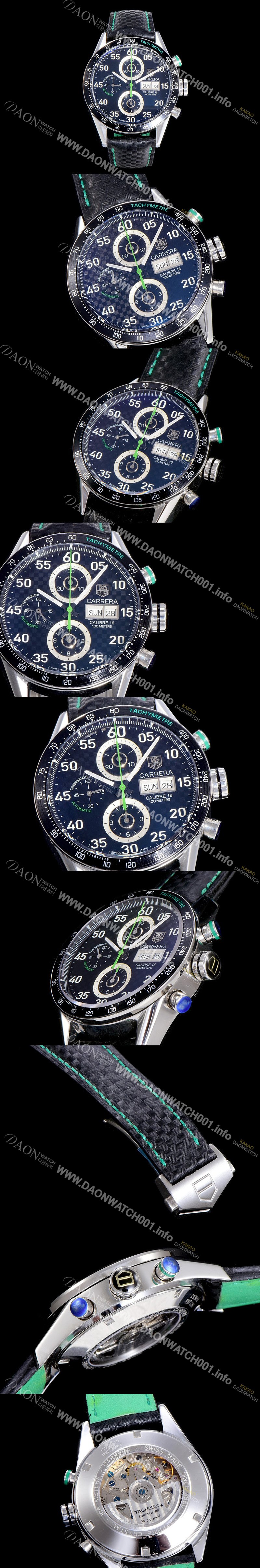 SA급 태그호이어 남성용 까레라 칼리버 16 데이데이트 크로노그래프 싱가폴 한정판 그린 TAG73978 xx