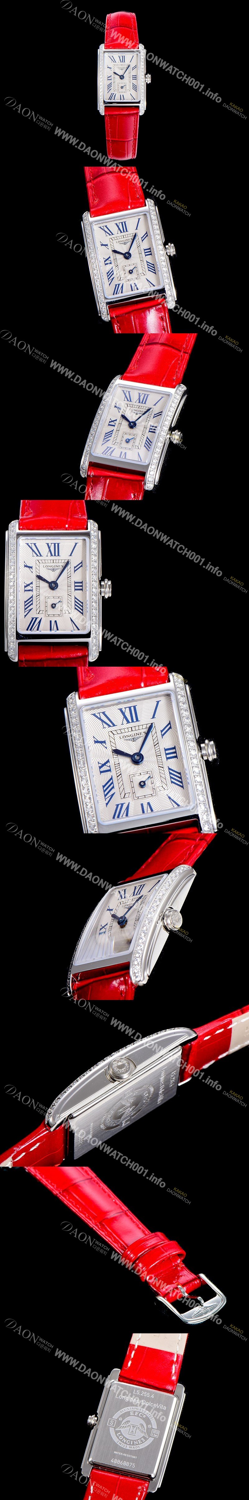 SA급 론진 돌체비타 스텐레스스틸 보석/큐빅 셋팅 쿼츠L178.2 20.8미리 악어가죽 화이트다이얼 CAR11345 xx