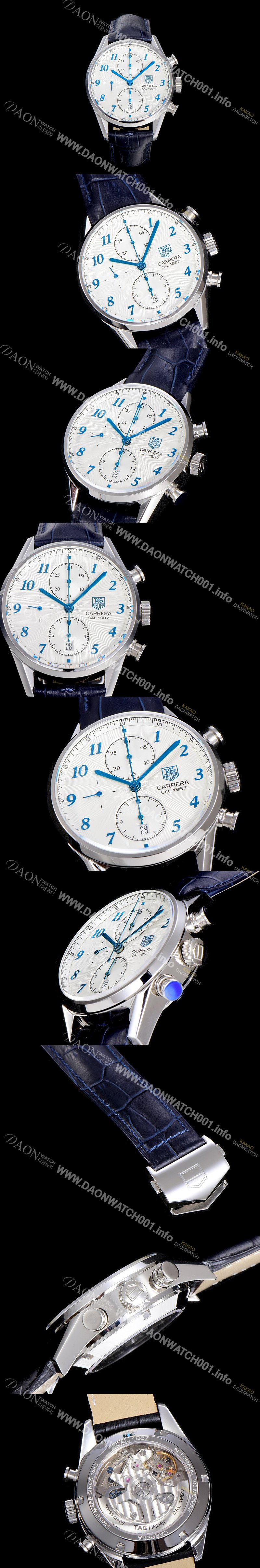 SA급 태그호이어 남성용 까레라 1887 오토매틱 크로노 그래프 화이트 다이얼 TAG73832 xx