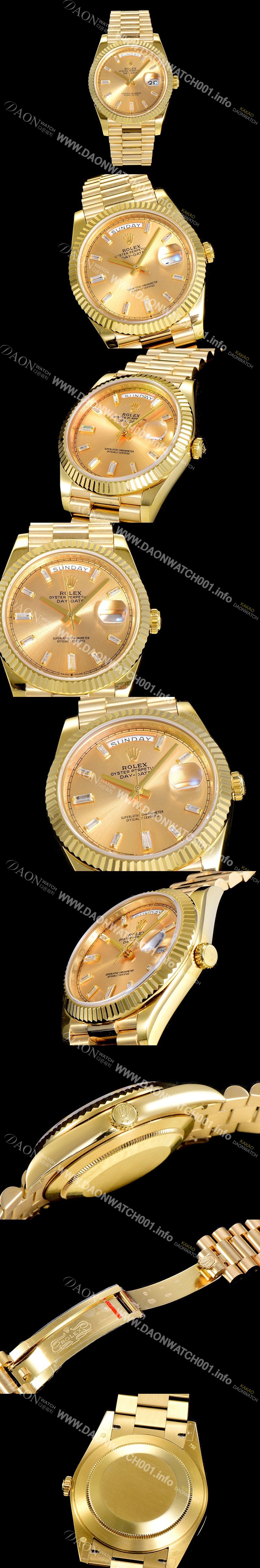 SA급 로렉스 남성용 데이데이트 오토매틱 옐루골드 올금 금장시계 이티애이 2836-2 40미리 골드다이얼 3열 브레이슬릿 ROL79486 xx