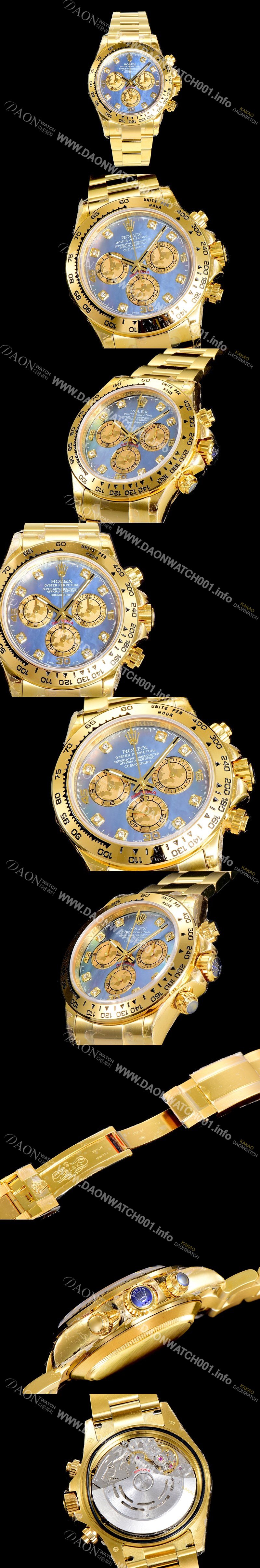SA급 로렉스 남성용 데이토나 코스모그래프 18K 옐루골드 40미리 오토매틱 4130 타입 블루다이얼 ROL79418 xx